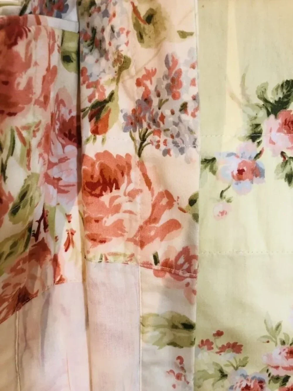 Croscill Home Floral Curtain Panels Yellow Pink Blue Rose Design 86